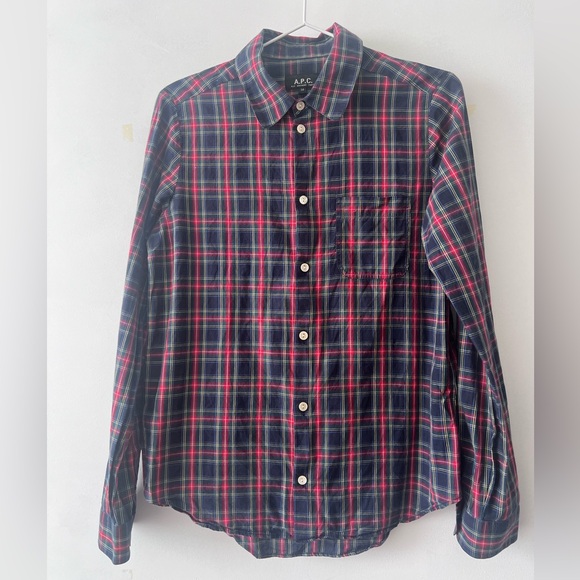 A.P.C. Blouse long sleeve shirt plaid size 38 - Picture 1 of 6